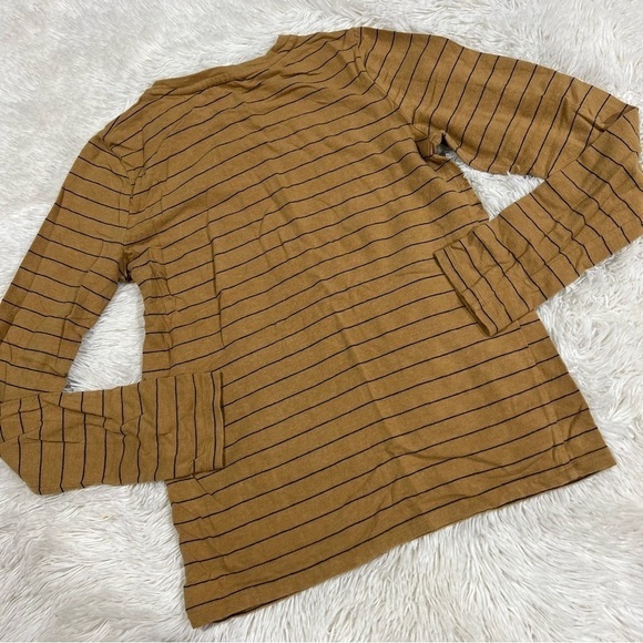 Vince Mustard Yellow & Black Pinstripe Long Sleeve Crew Neck Top large - Picture 6 of 9